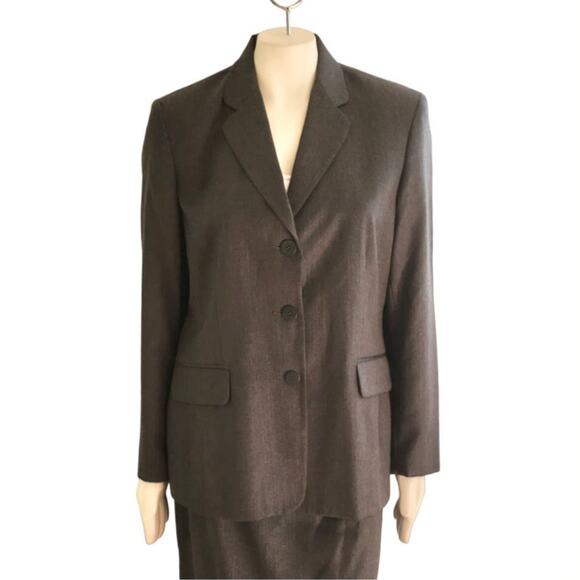 NWT VTG 90s CHELSEA CAMBELL Pure Wool 3 Button Blazer in Charcoal Gray SZ 12 - Picture 1 of 8